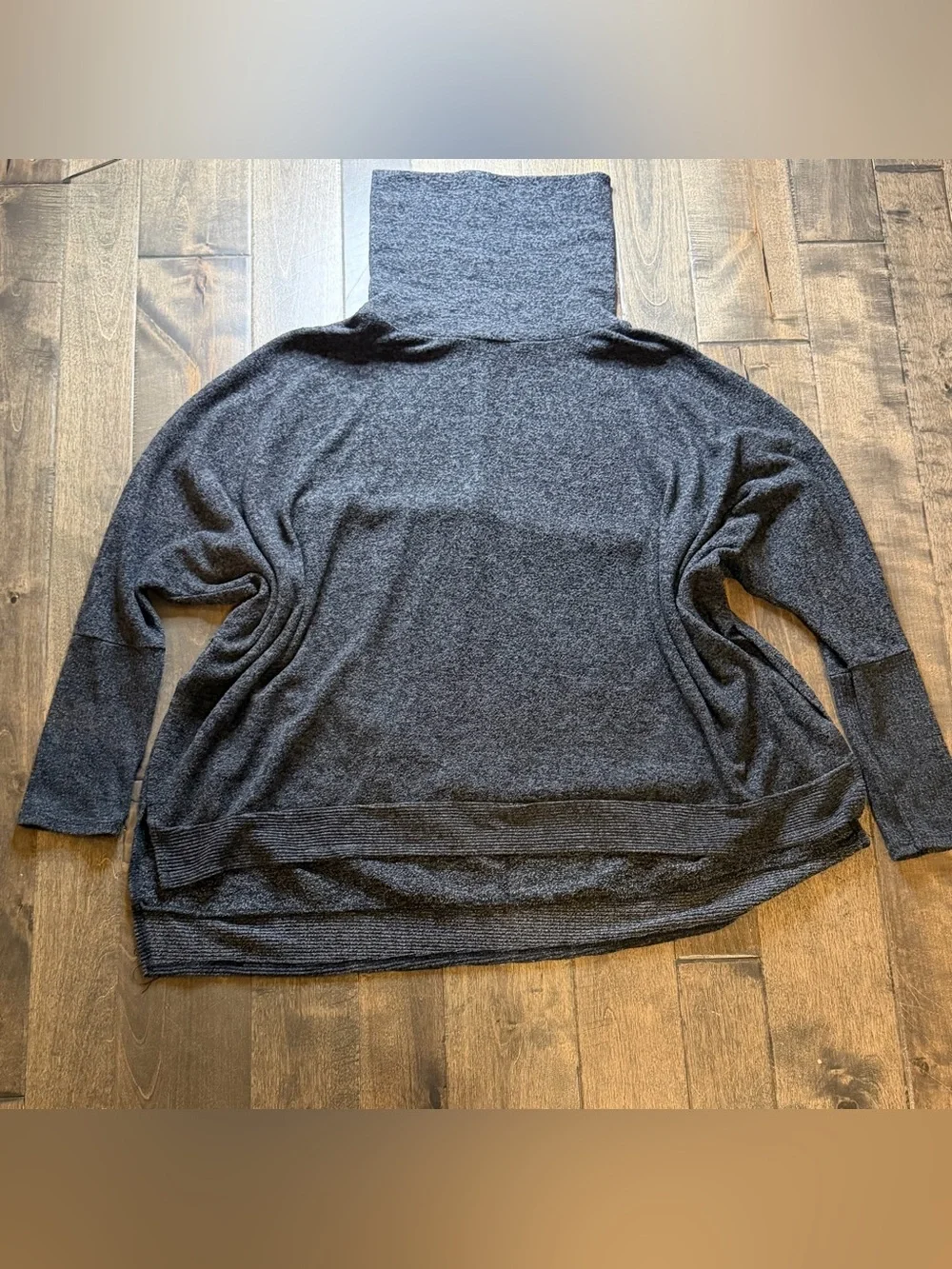 Zenana Outfitters Charcoal Gray Soft Knit Oversized Turtleneck Sweater Large
